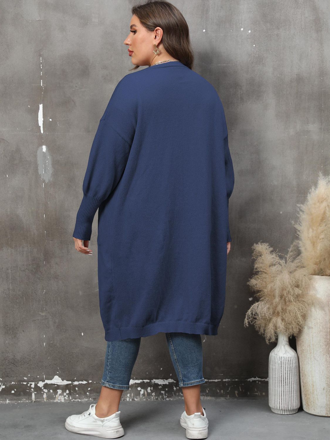 Plus Size Long Sleeve Pocketed Cardigan Plus size Luxurious Weddings