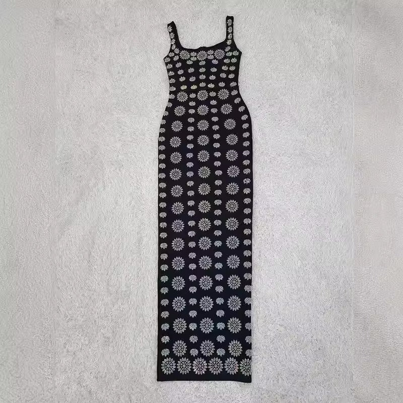 V-neck suspender with diamond embellishment, high-end dress V-Neck Diamond Dress Luxurious Weddings