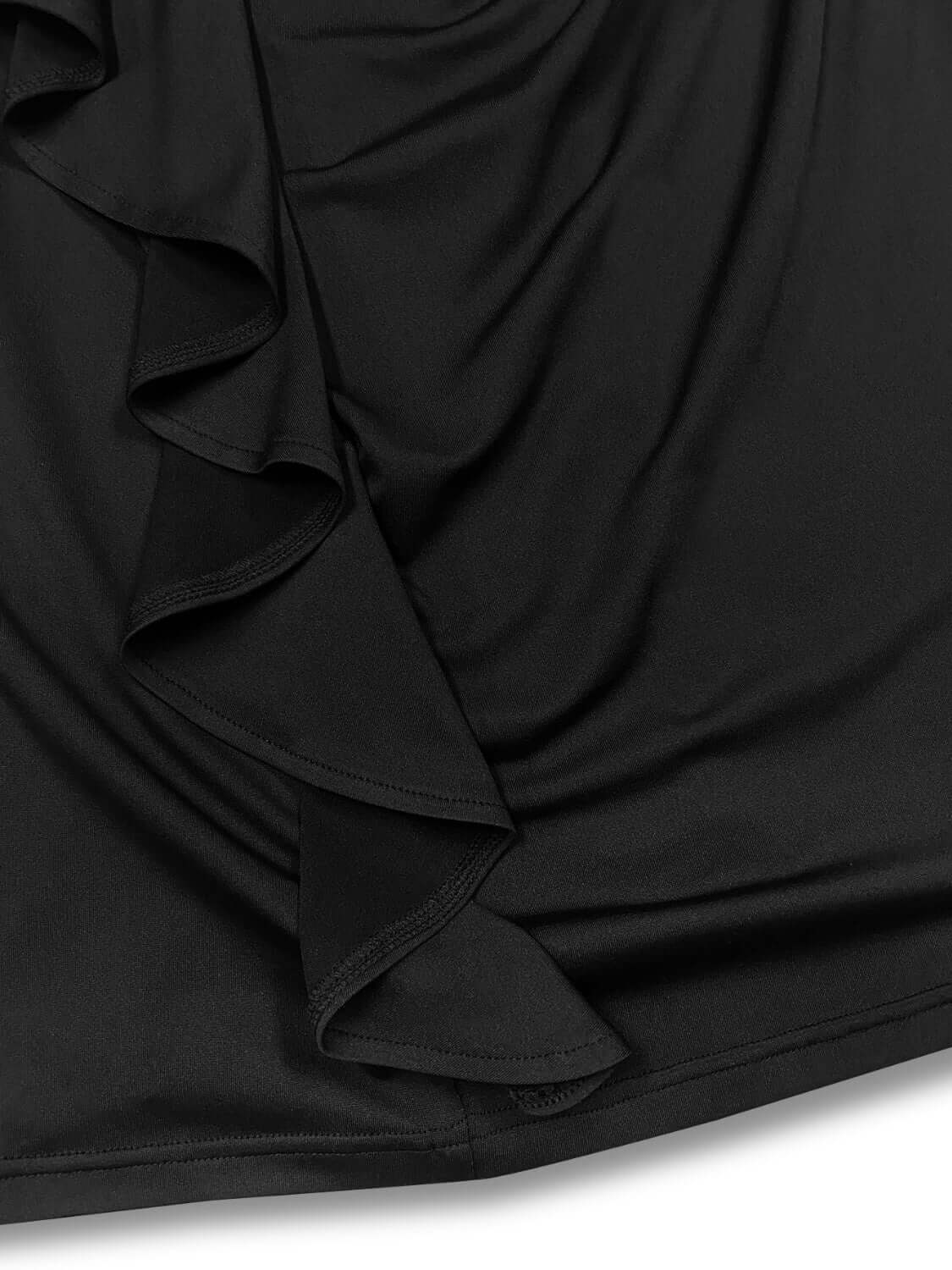 Plus Size Ruffle Trim Round Neck Long Sleeve Dress Midi dresses Luxurious Weddings