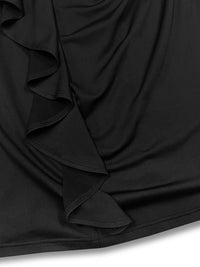 Plus Size Ruffle Trim Round Neck Long Sleeve Dress Midi dresses Luxurious Weddings