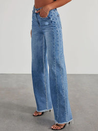 Raw Hem Wide Leg Jeans Jeans Luxurious Weddings