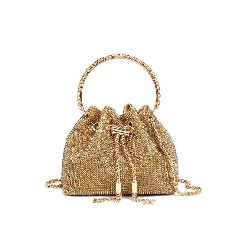 Classic rhinestone bag women's evening bag high-end tassel bag handbag textured full diamond crossbody portable bucket bag Handbags Luxurious Weddings