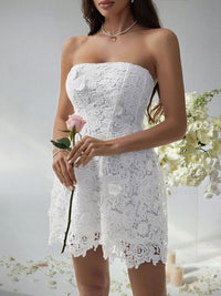 Devine Lace-Up Tube Lace Mini Dress Mini Dress Luxurious Weddings