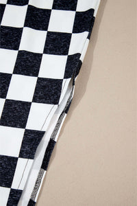 White Checkered Print Side Slit High Waist Midi Skirt Bottoms/Skirts & Petticoat Luxurious Weddings
