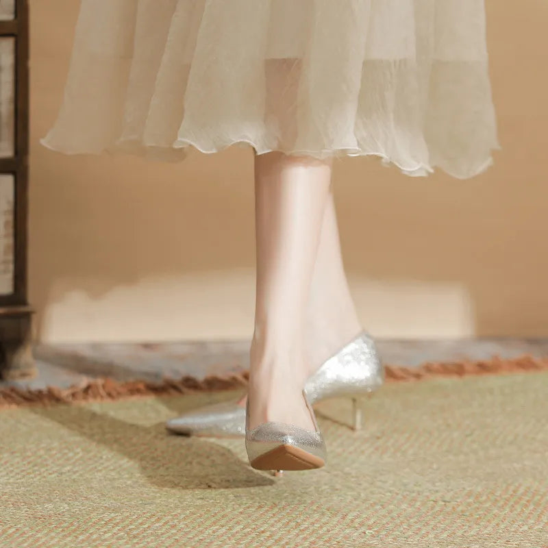 Point Toe Kitten Heels Pumps Bridal Shoes Luxurious Weddings