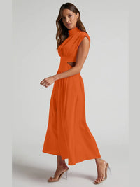 Cutout Mock Neck Sleeveless Ruched Dress Sleeveless dress Luxurious Weddings
