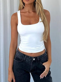 Devine Square Neck Wide Strap Tank Singlet Luxurious Weddings