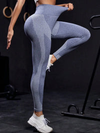 Striped high waist active pants for women, featuring stretchy fabric and a stylish design, ideal for workouts and affordable activewear.