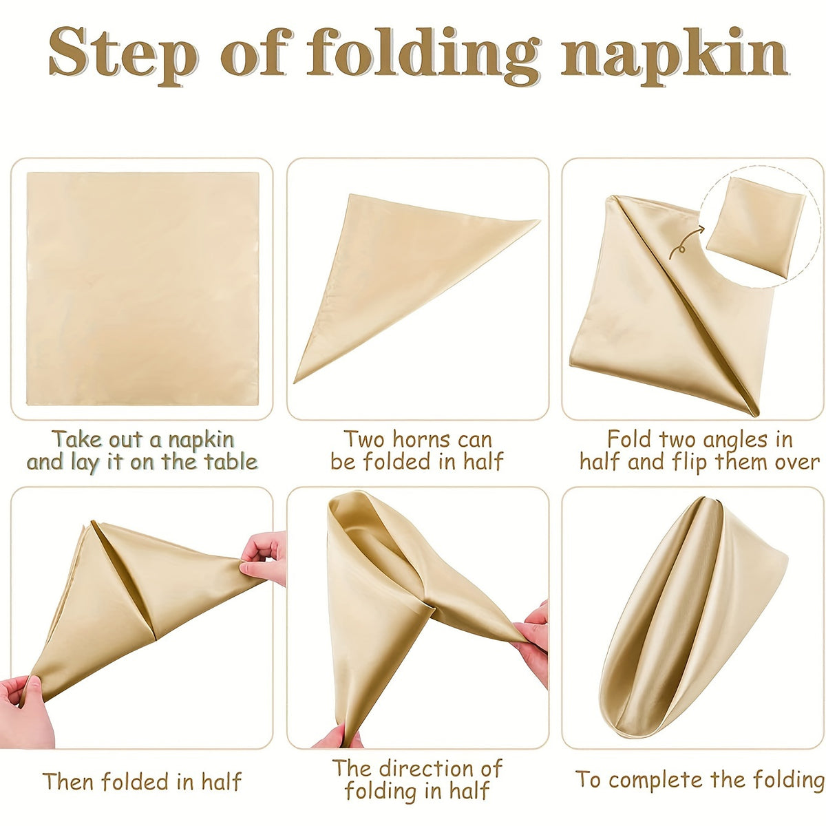 Champagne Napkins - 6pc Set Napkins Luxurious Weddings