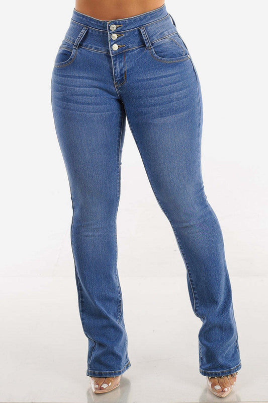 Bootcut High-Rise Buttoned Hip-Lift Jeans Jeans Luxurious Weddings