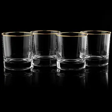 Gold-Rimmed Whiskey Tumblers Set Of 4 whiskey glasses Luxurious Weddings