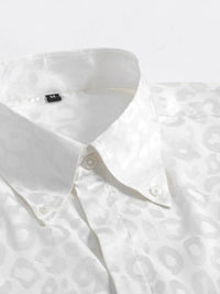 Men's Full Size Leopard Button Down Satin Shirt Plus Size mens shirts Luxurious Weddings