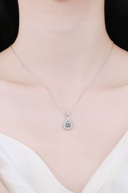 2 Carat Moissanite Teardrop Pendant 925 Sterling Silver Necklace Luxurious Weddings