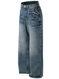 Men's Wide-Leg Vintage Wash Jeans Jeans Luxurious Weddings