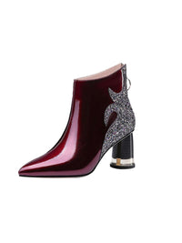 Point Toe Block Heel Ankle Boots boots Luxurious Weddings