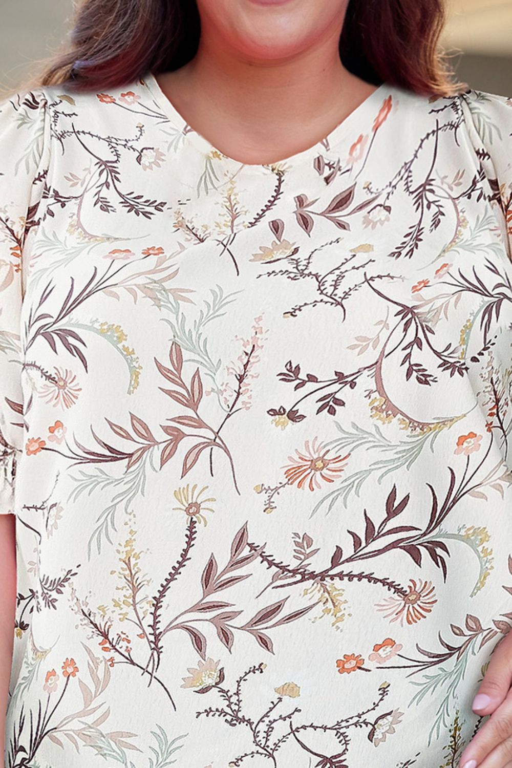 Plus Size Floral Fuff Sleeve Top Plus size blouse Luxurious Weddings