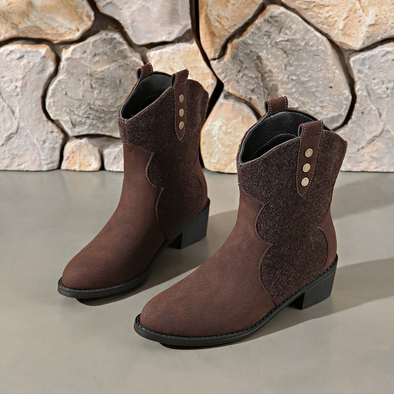 Suede Point Toe Block Heel Boots boots Luxurious Weddings