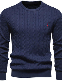 Men's Cable-Knit Round Neck Long Sleeve Sweater Sweatshirts Luxurious Weddings
