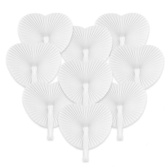 40/80/120pcs Wedding Paper Fan Heart-Shaped Paper Fans Luxurious Weddings