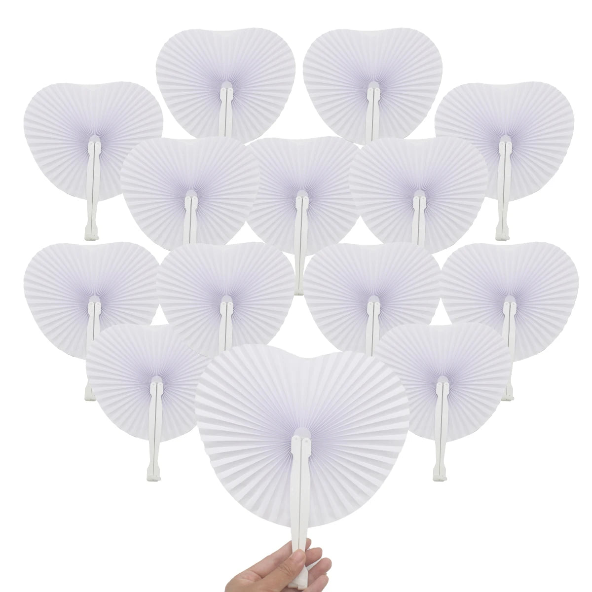 40/80/120pcs Wedding Paper Fan Heart-Shaped Paper Fans Luxurious Weddings