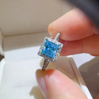 2 Carat Moissanite 925 Sterling Silver Square Shape Ring men's rings Luxurious Weddings