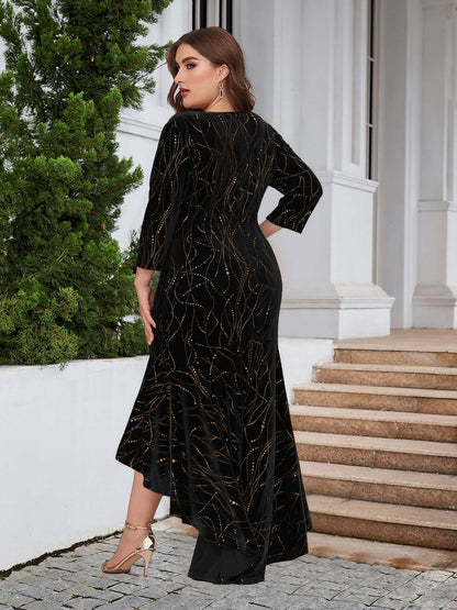Plus Size Ruffle Hem High-Low Dress plus size dresses Luxurious Weddings