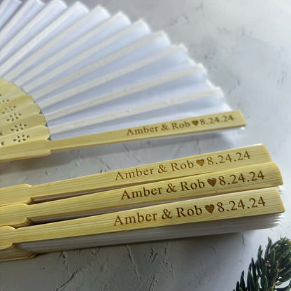 Custom Silk Hand Fans – 30 Pieces Elegant Favors Party Supplies Luxurious Weddings