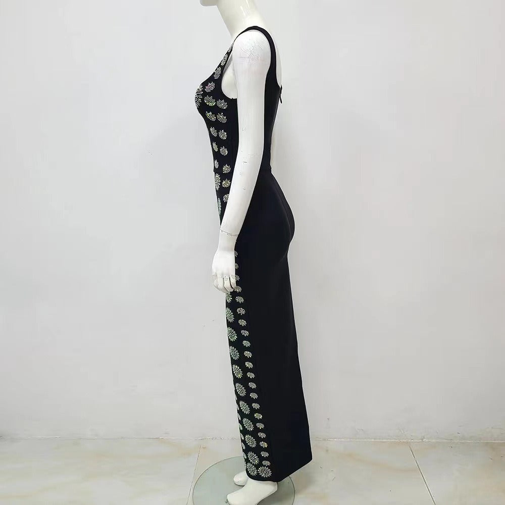 V-neck suspender with diamond embellishment, high-end dress V-Neck Diamond Dress Luxurious Weddings