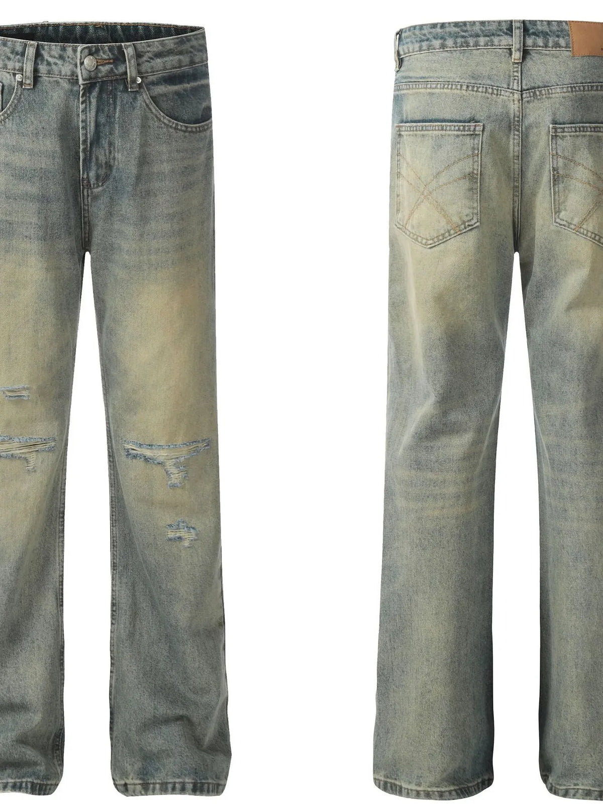 Men's Distressed High-Waist Straight Leg Jeans Jeans Luxurious Weddings