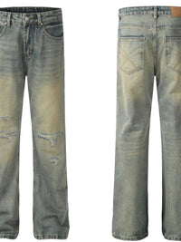 Men's Distressed High-Waist Straight Leg Jeans Jeans Luxurious Weddings