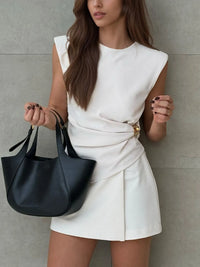 Round Neck Sleeveless Top and Skirts Set Co ords Luxurious Weddings