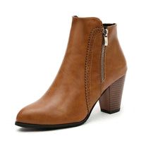 PU Leather Block Heel Boots boots Luxurious Weddings