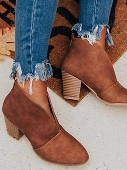 Point Toe Chunky Heeled Ankle Boots boots Luxurious Weddings