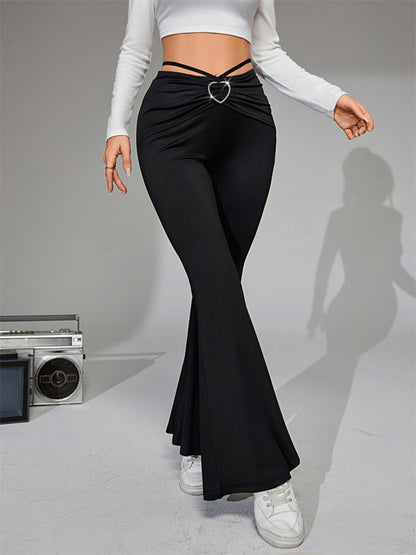 Tie-Back Flare Pants with Heart Buckle Pants Luxurious Weddings