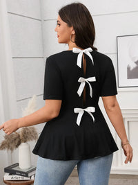 Plus Size Bow Back Short Sleeve Blouse Plus size blouse Luxurious Weddings