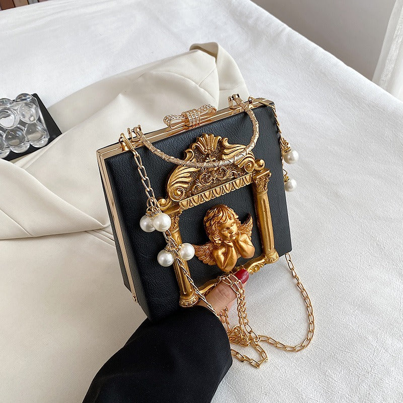 Retro Angel Flower Handheld Chain Bag, Handbags Luxurious Weddings