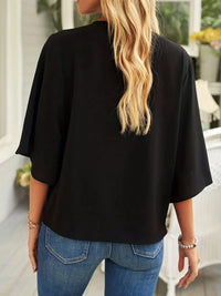 Full Size Ruched Three-Quarter Sleeve Blouse Plus Size Blouse Luxurious Weddings