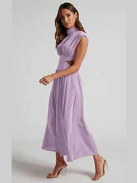 Cutout Mock Neck Sleeveless Ruched Dress Sleeveless dress Luxurious Weddings
