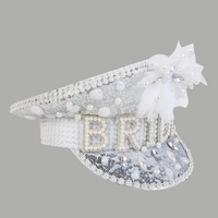 White Imitation Pearl Bridal Bachelorette Hat