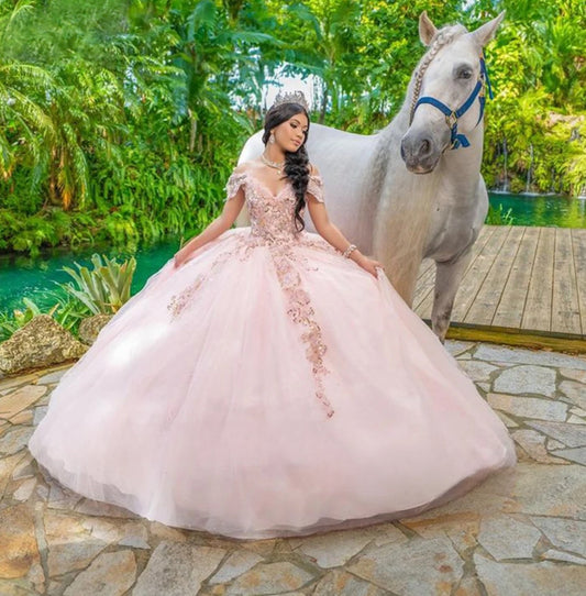 Blush Pink Lace Princess Bridal Dress Wedding dress Luxurious Weddings