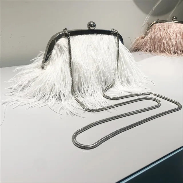 Feather Evening Crossbody Bag Pearl Handbags Luxurious Weddings