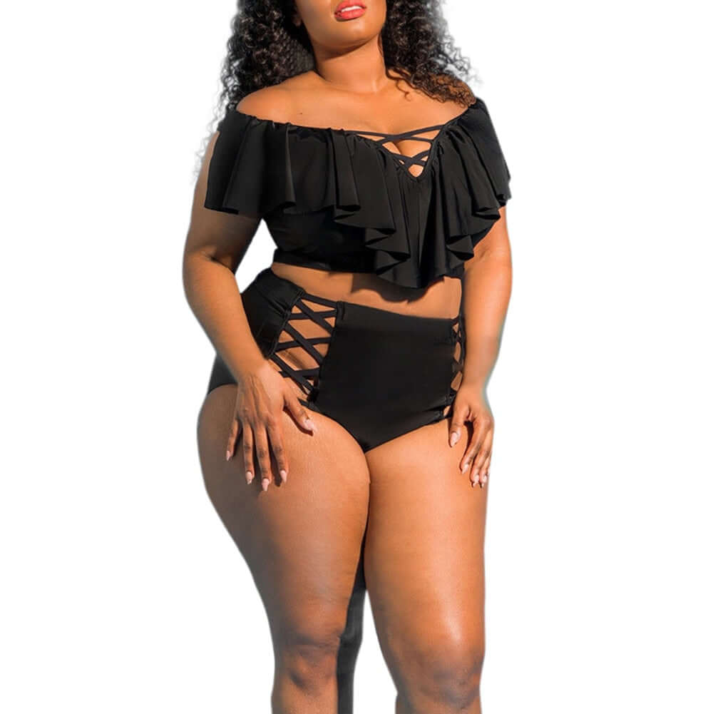 Black Plus Size 2PC Swimwear Swimwear Luxurious Weddings