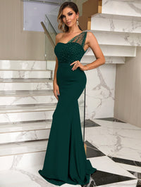 Rhinestone One-Shoulder Formal Dress Ball gown Luxurious Weddings