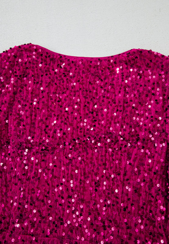 Sequin Surplice Long Sleeve Mini Dress Mini Dress Luxurious Weddings