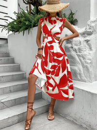 Cutout Printed Cap Sleeve Midi Dress Summer Dress Luxurious Weddings