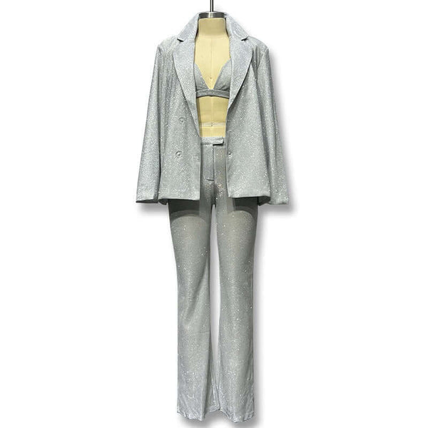 Sparkling Instagram Glitter Suit 3piece set Women's Suits Luxurious Weddings