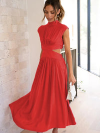 Cutout Mock Neck Sleeveless Ruched Dress Sleeveless dress Luxurious Weddings