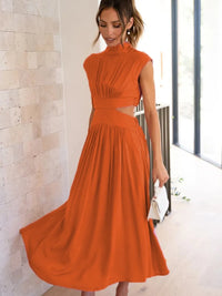 Cutout Mock Neck Sleeveless Ruched Dress Sleeveless dress Luxurious Weddings