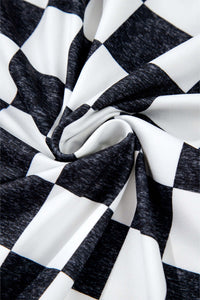 White Checkered Print Side Slit High Waist Midi Skirt Bottoms/Skirts & Petticoat Luxurious Weddings