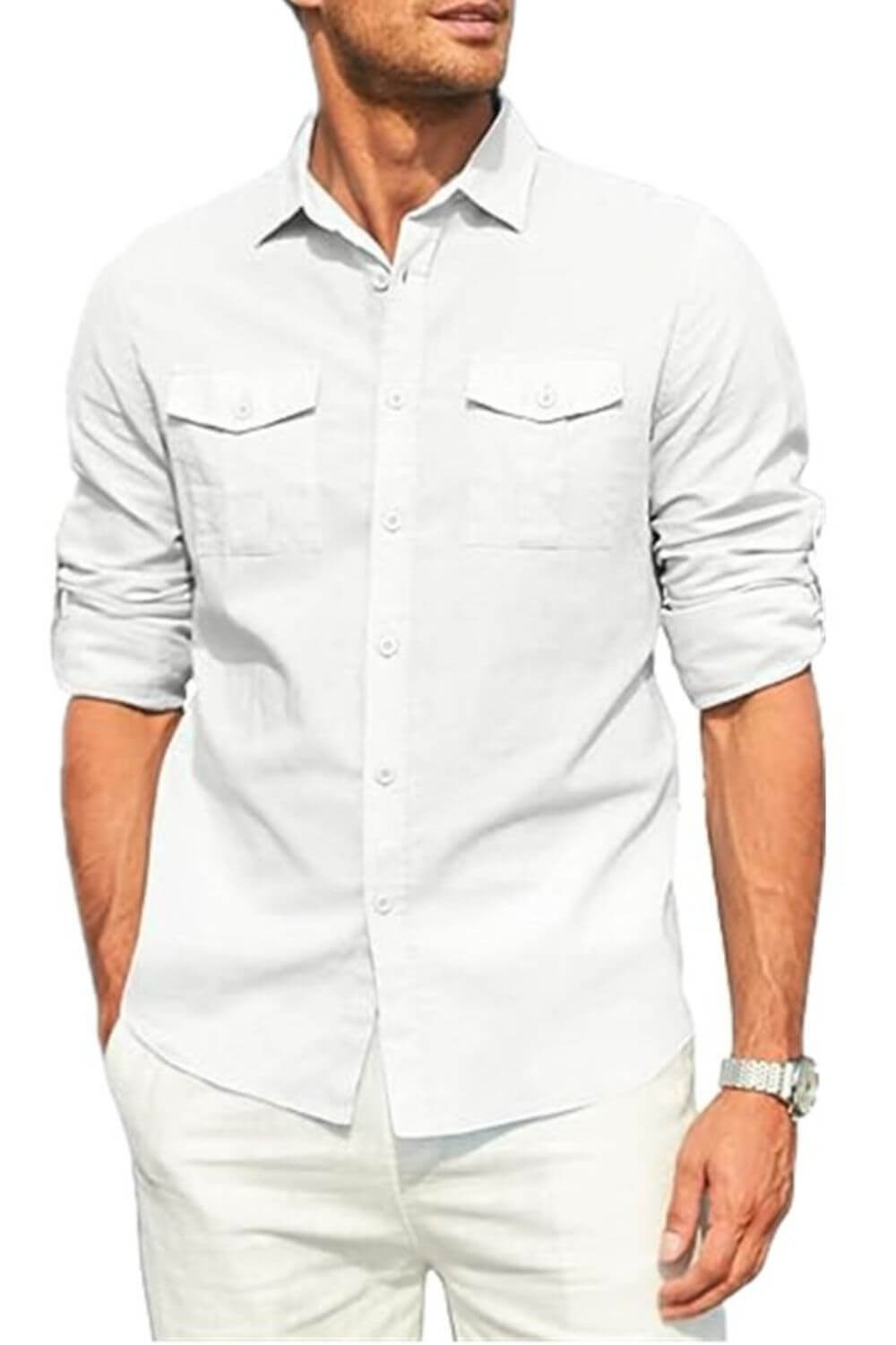Men's Plus Size Button Down Collared Neck Long Sleeve Shirt shirts Luxurious Weddings